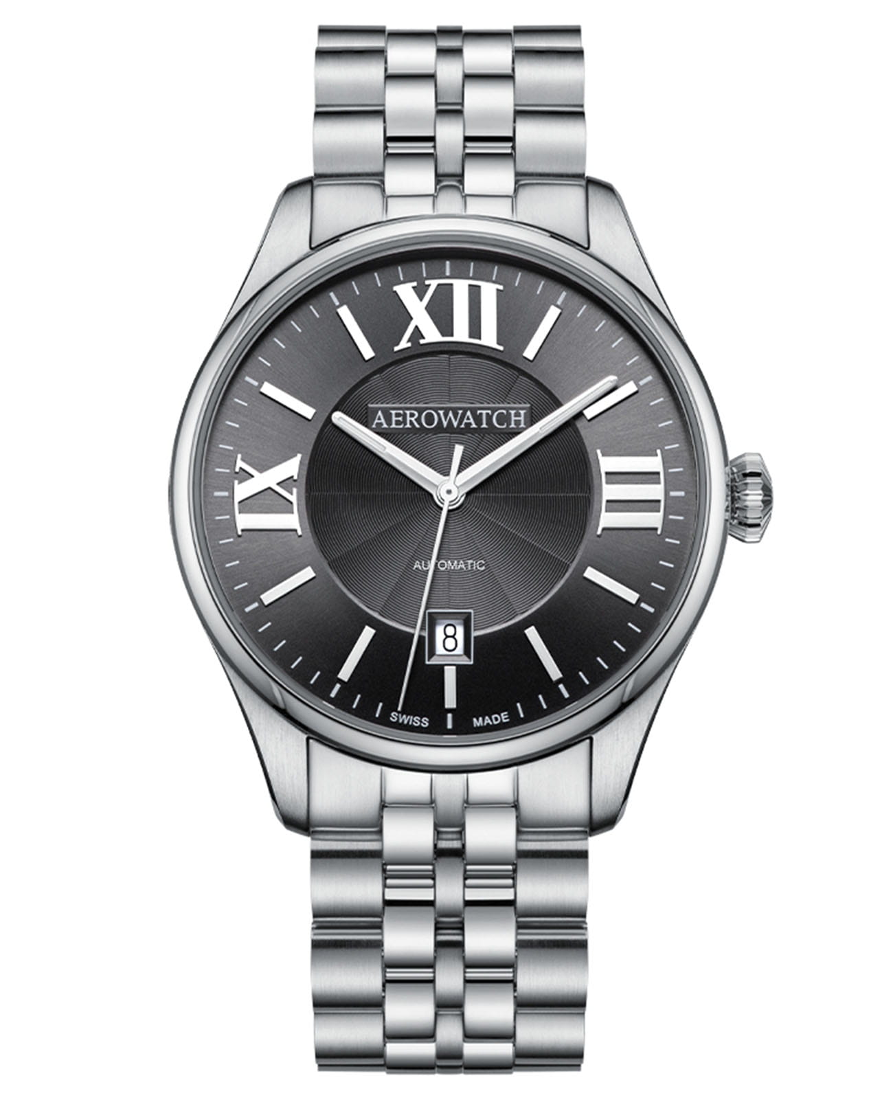 Aerowatch Aerowatch Les Grandes Classiques 60996 AA03 M  60996 AA03 M механические мужские часы черный циферблат, браслет нержавеющая сталь — вид спереди